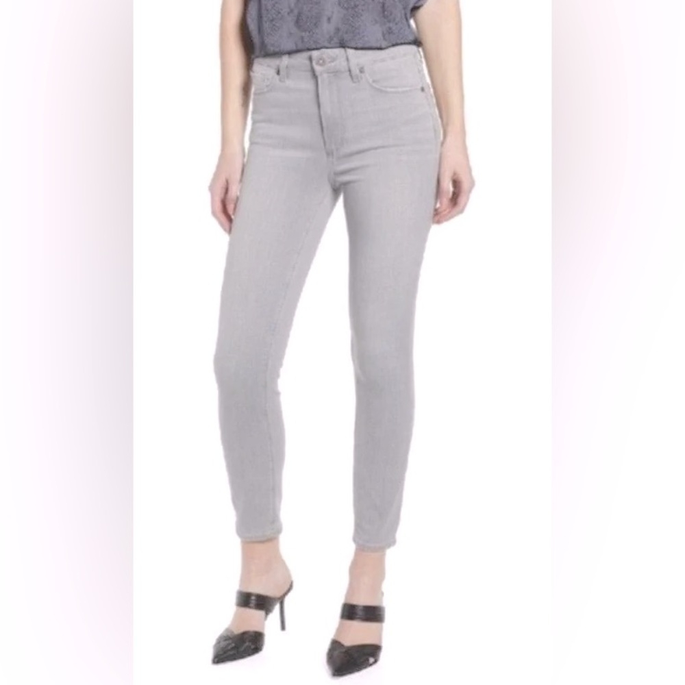 NWT Paige Hoxton High Rise Skinny Ankle Jeans in Light Grey Sz 24.